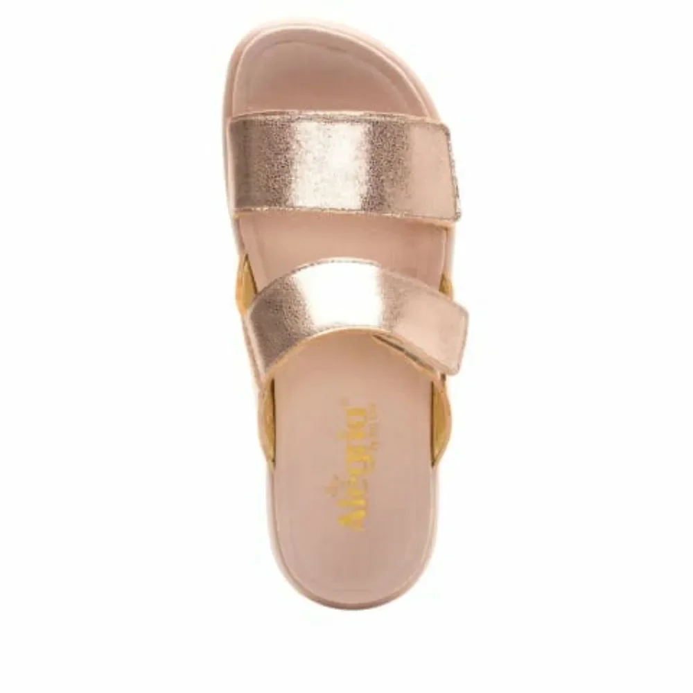 Alegria Bryce Sz 36 US 6 Women's Double Strap Rose Gold Metallic Sandals Slides - Picture 4 of 14